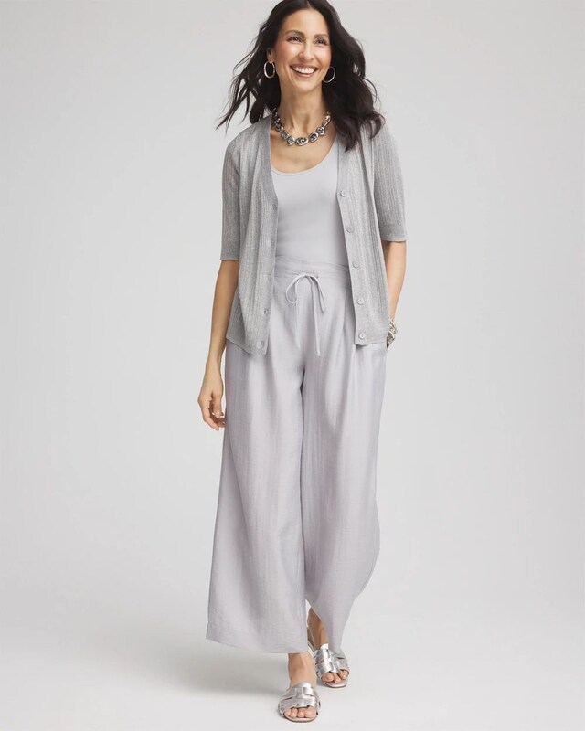 Metallic Ribbed Button-Up Cardigan - image 2